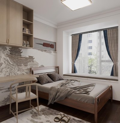 新中式老人房3D模型下载